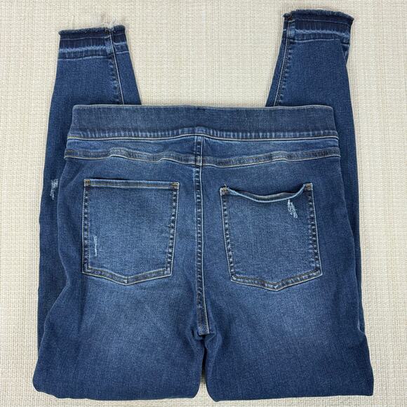 Womens SPANX Flat Front Distressed Skinny‎ Pull On Jeans, Medium Wash Size LARGE - Picture 7 of 8